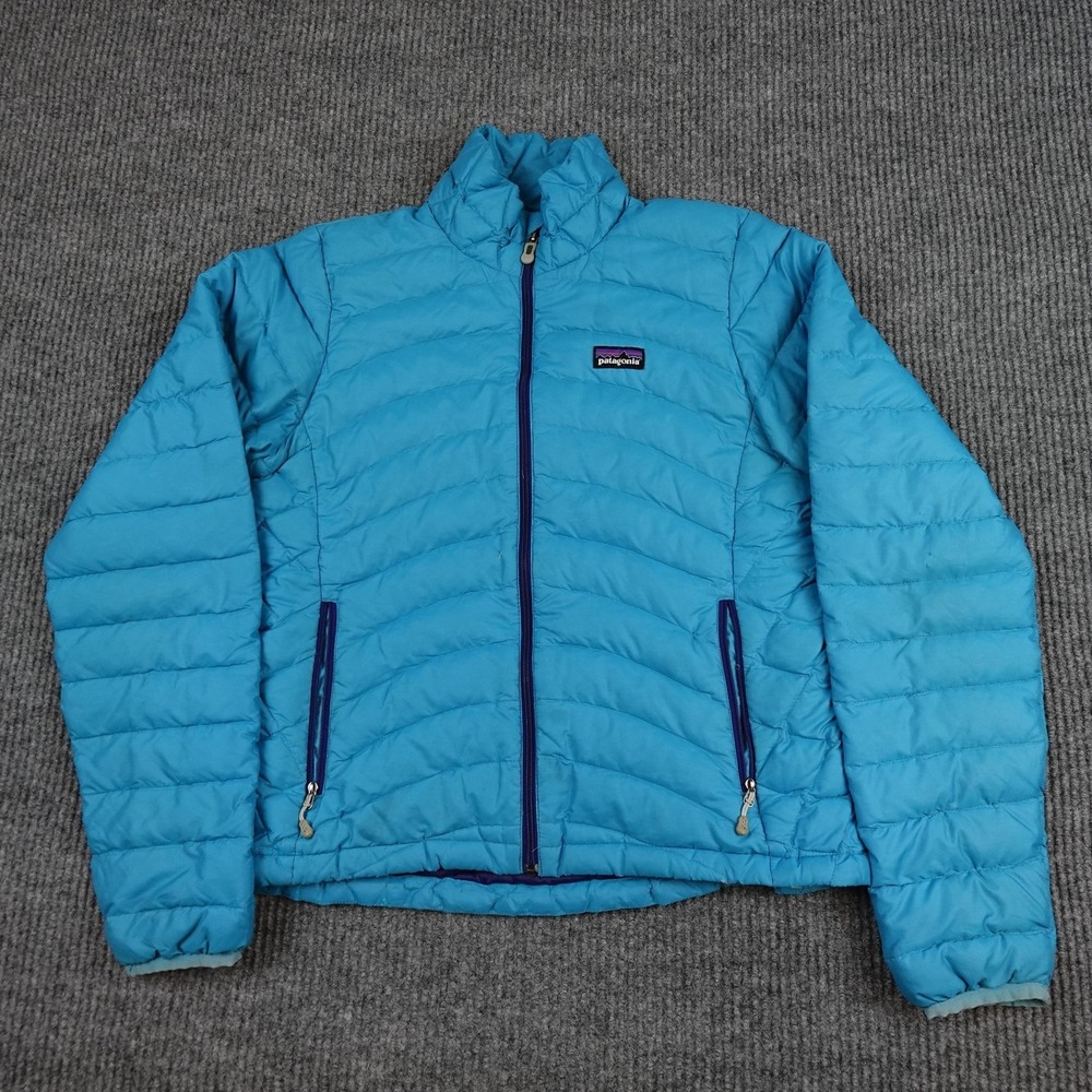 Patagonia Down Sweater Jacket Womens Small Blue Quilted Insulated Full Zip 84682